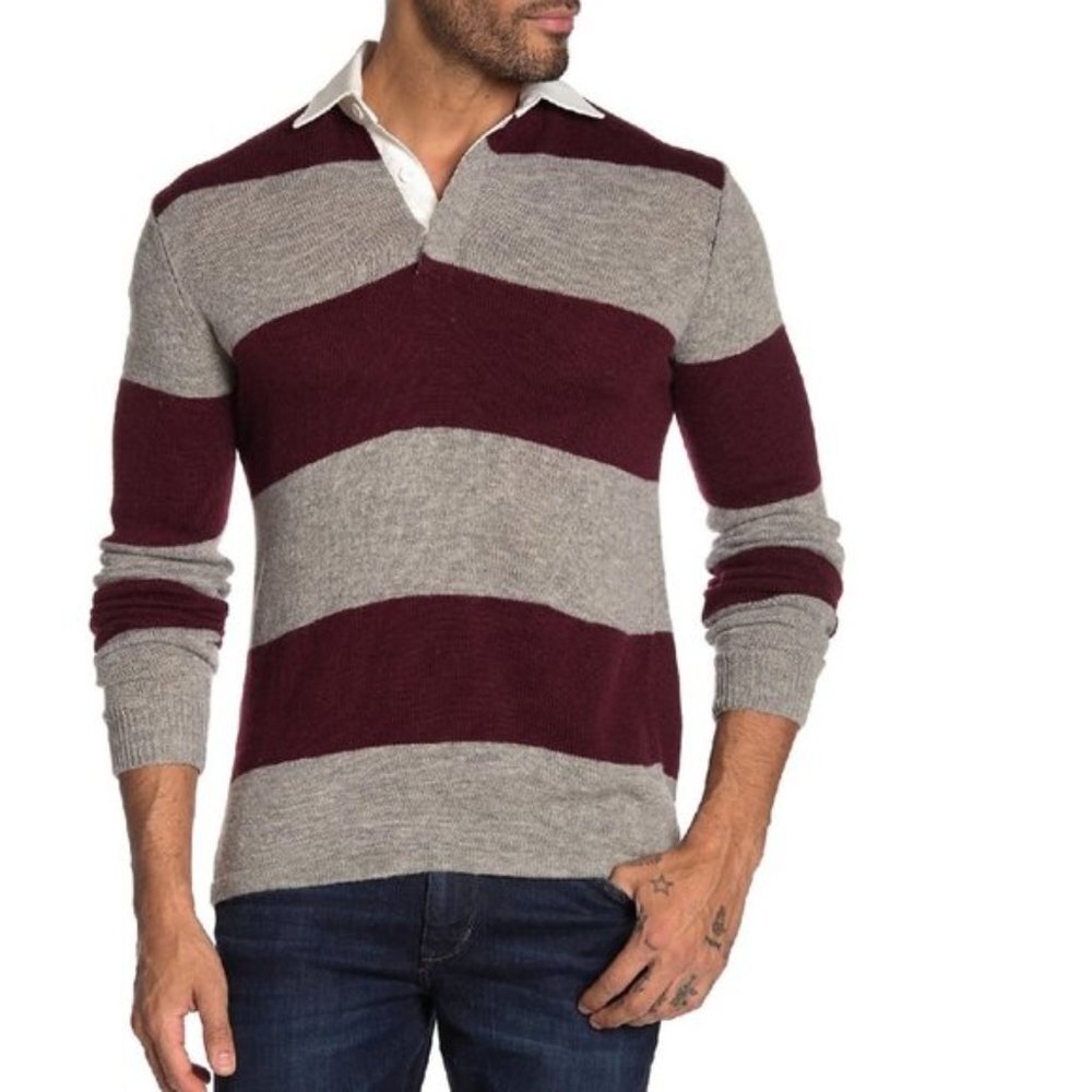 Slate & Stone Rugby Stripe Polo Sweater
